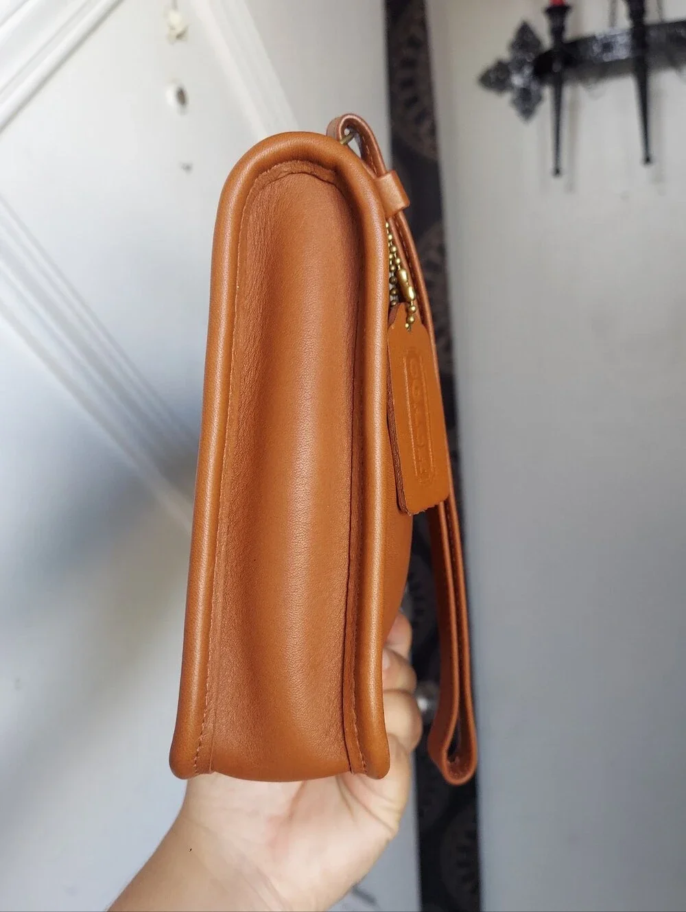 Vintage Coach British Tan Men's Zip Top Clutch 9972🤎🍂🤌